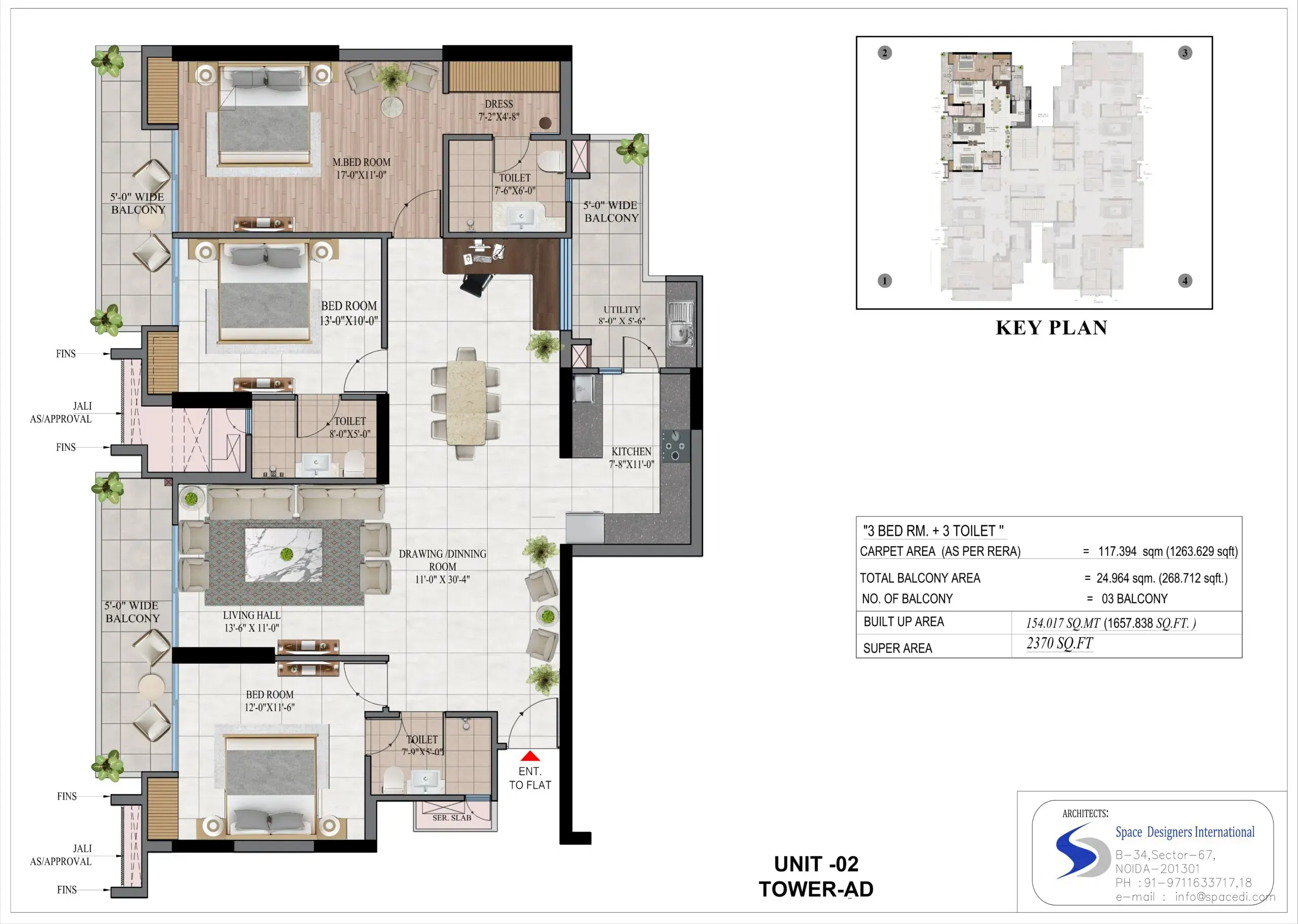 3BHK Type B Floorplan